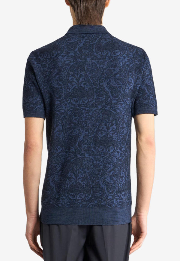 Etro Paisley Jacquard Polo T-shirt Blue MRKF0004-AQ195 S9831