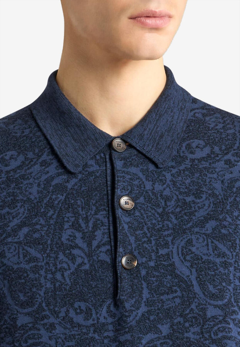 Etro Paisley Jacquard Polo T-shirt Blue MRKF0004-AQ195 S9831