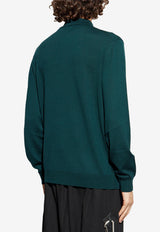 Etro Pegaso Embroidered Wool Polo Sweater Green MRKF0028-AL291 V0018