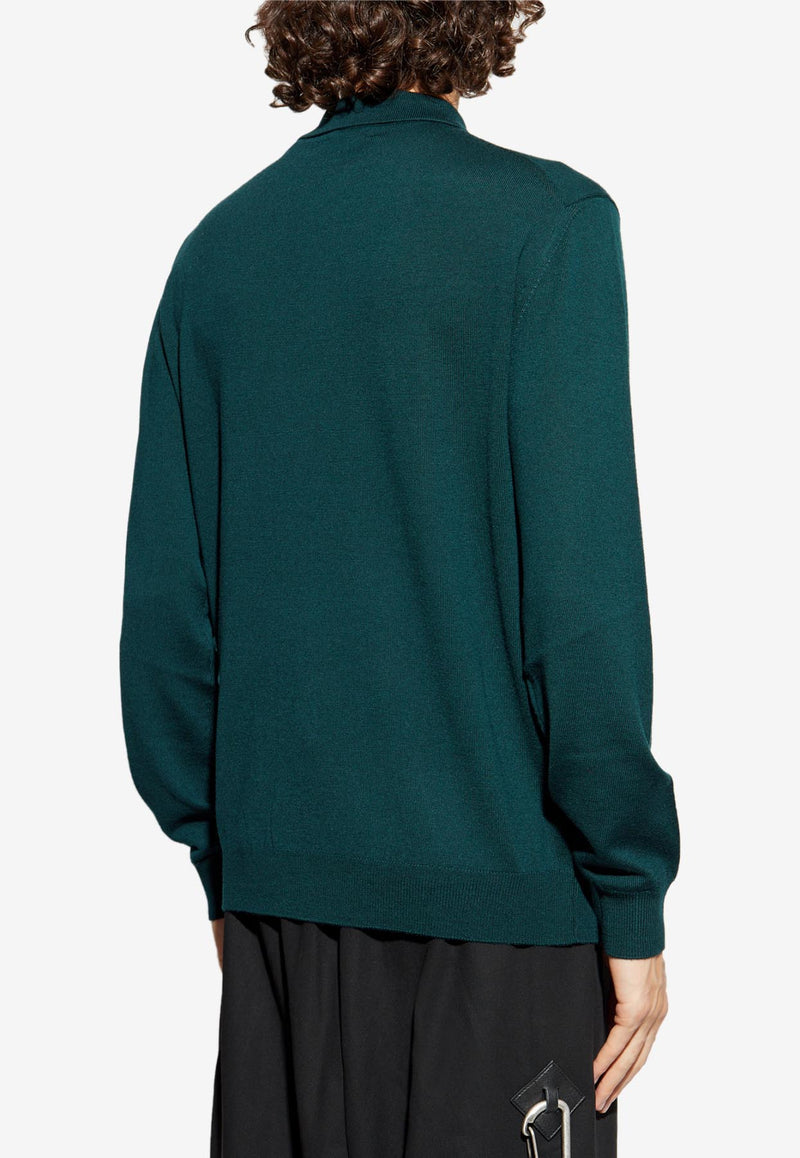 Etro Pegaso Embroidered Wool Polo Sweater Green MRKF0028-AL291 V0018