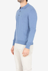 Etro Pegaso Long-Sleeved Polo T-shirt Blue MRKF0028-AQ408 B0068