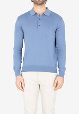 Etro Pegaso Long-Sleeved Polo T-shirt Blue MRKF0028-AQ408 B0068