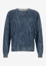 Etro Paisley Jacquard Crewneck Sweater Blue MRKF0096-AK464 X0883