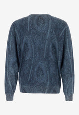 Etro Paisley Jacquard Crewneck Sweater Blue MRKF0096-AK464 X0883