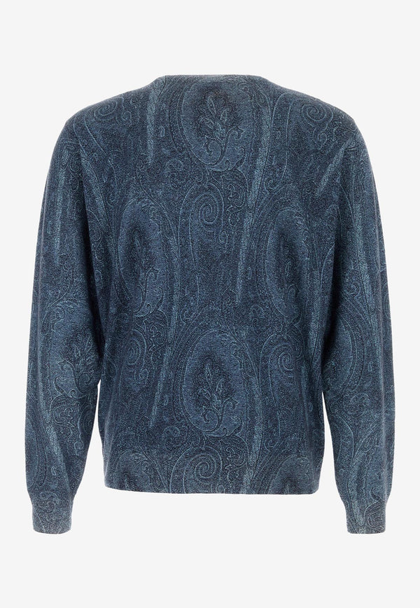 Etro Paisley Jacquard Crewneck Sweater Blue MRKF0096-AK464 X0883