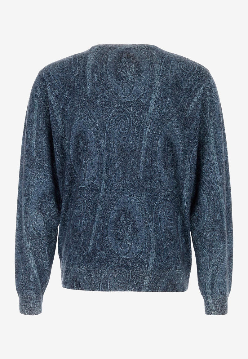 Etro Paisley Jacquard Crewneck Sweater Blue MRKF0096-AK464 X0883
