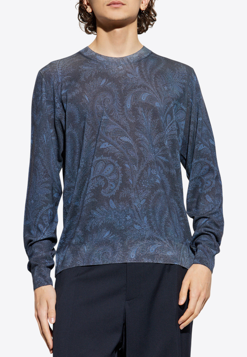 Etro Paisley Print Long-Sleeved T-shirt Blue MRKF0096-AK996 X0883