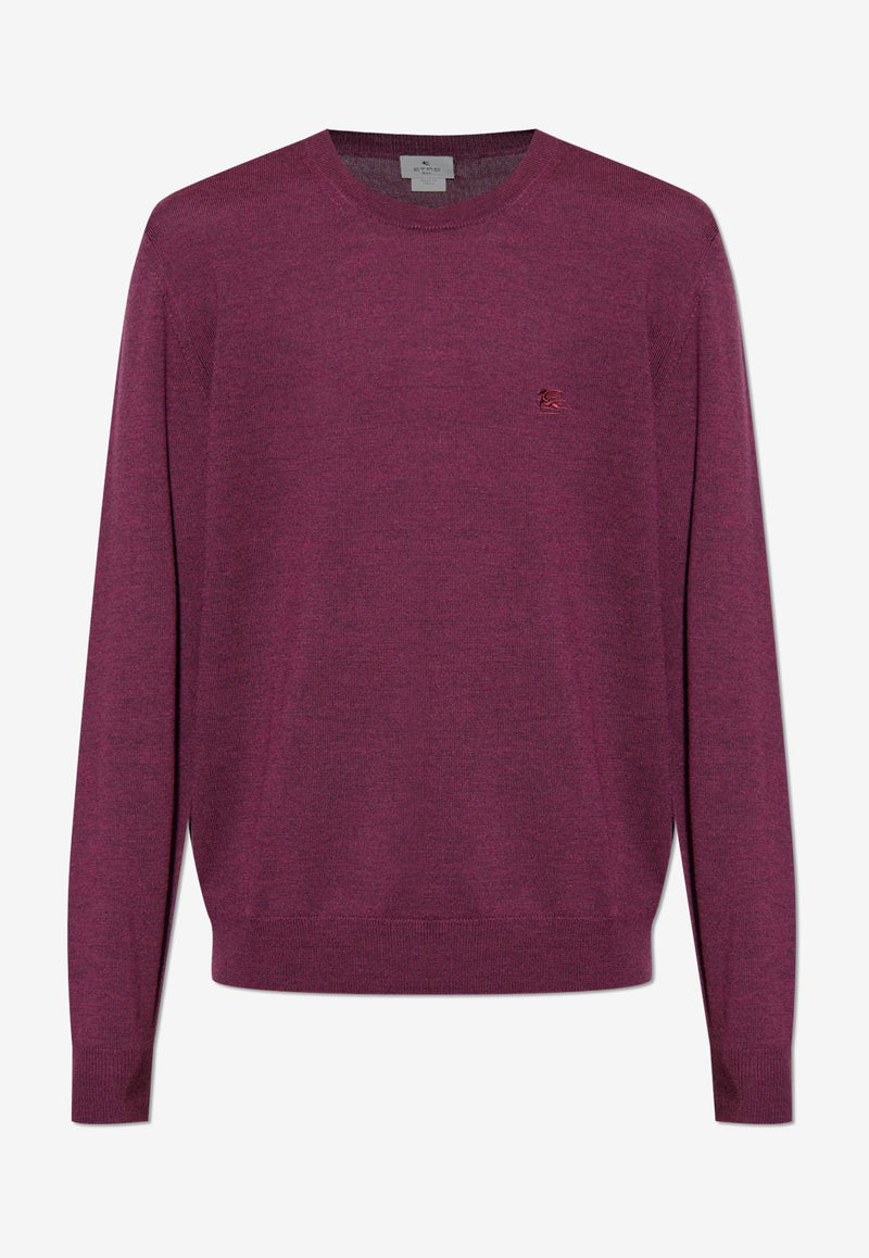 Etro Pegaso Embroidered Wool Sweater Bordeaux MRKF0096-AL291 R0369