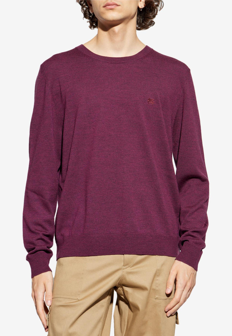 Etro Pegaso Embroidered Wool Sweater Bordeaux MRKF0096-AL291 R0369