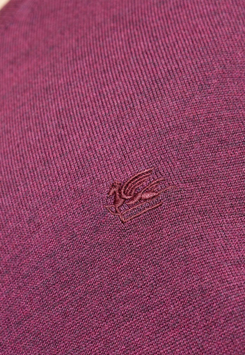 Etro Pegaso Embroidered Wool Sweater Bordeaux MRKF0096-AL291 R0369