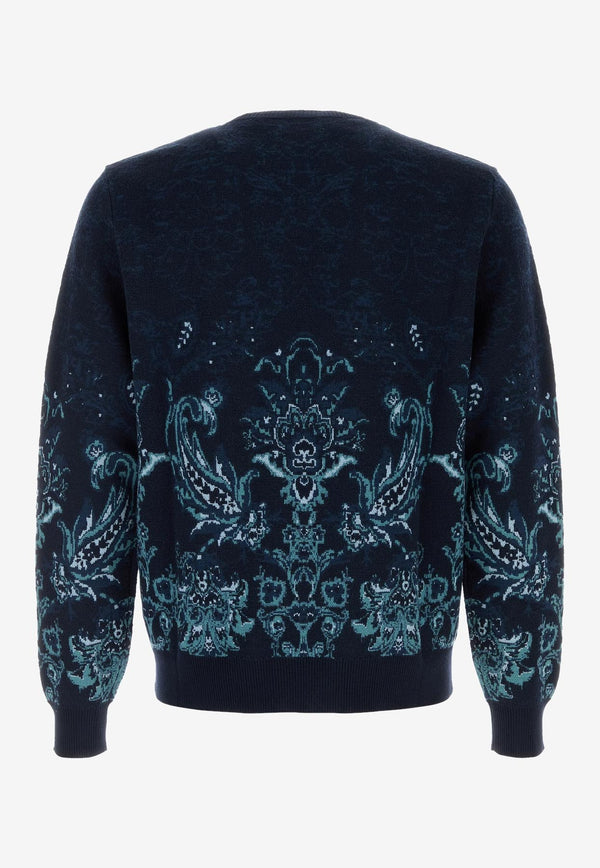 Etro Floral Jacquard Crewneck Sweater Blue MRKF0096-AQ177 S9883