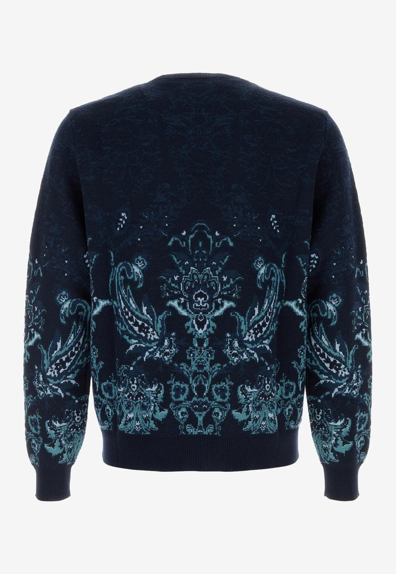 Etro Floral Jacquard Crewneck Sweater Blue MRKF0096-AQ177 S9883