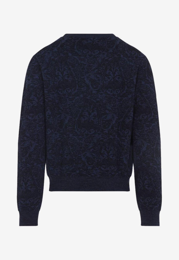 Etro Paisley Jacquard Crewneck Sweater Blue MRKF0096-AQ195 S9831