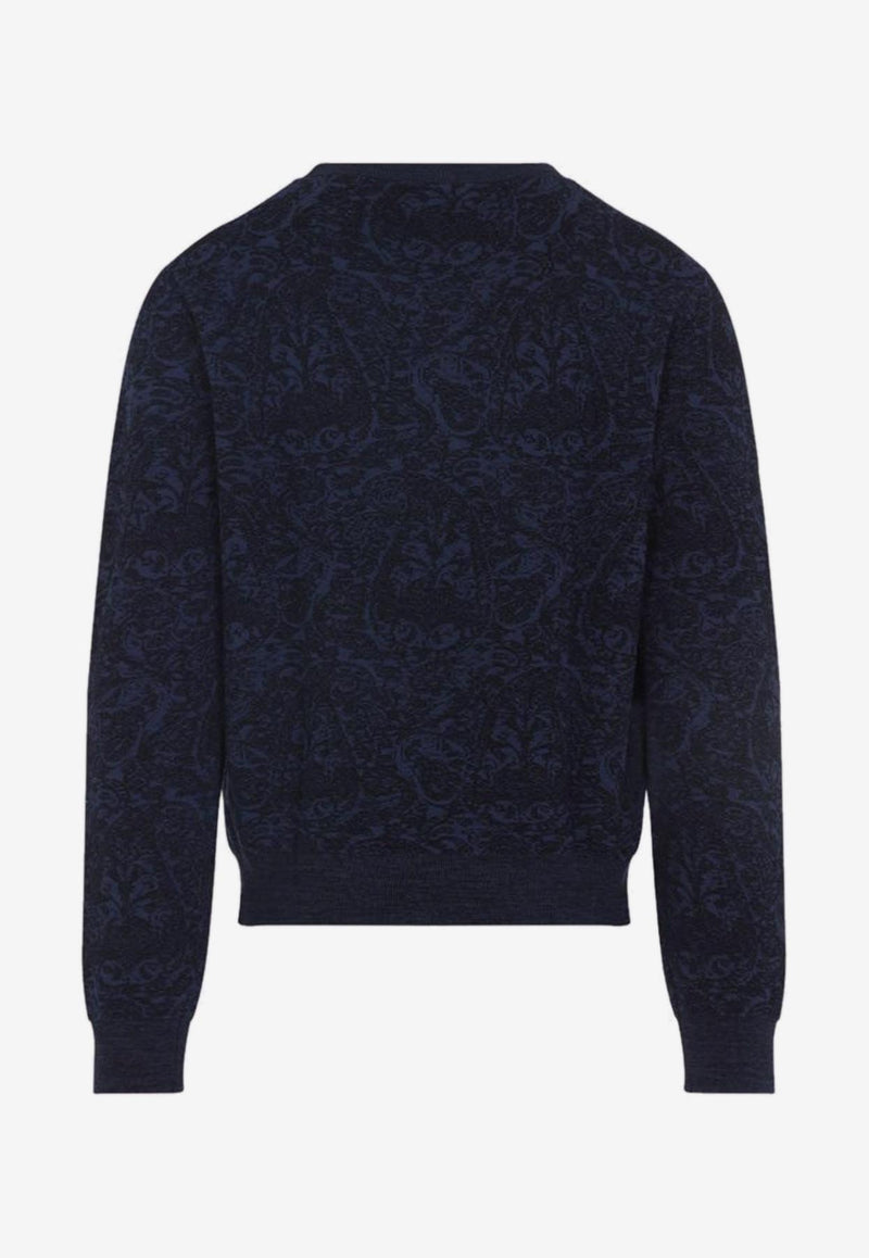 Etro Paisley Jacquard Crewneck Sweater Blue MRKF0096-AQ195 S9831