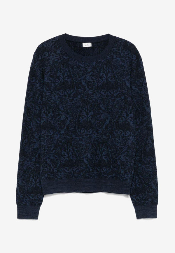 Etro Paisley Jacquard Crewneck Sweater Blue MRKF0096-AQ195 S9831