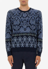 Etro Jacquard Knit Crewneck Sweater Blue MRKF0096-AQ197 S9884