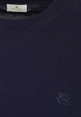 Etro Embroidered-Pegaso Knit Sweater Navy MRKF0096-AQ408 B0065