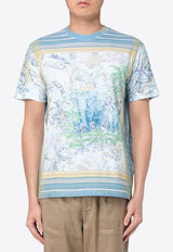 Etro Printed Crewneck T-shirt Blue MRMA0002-AK582 X0880