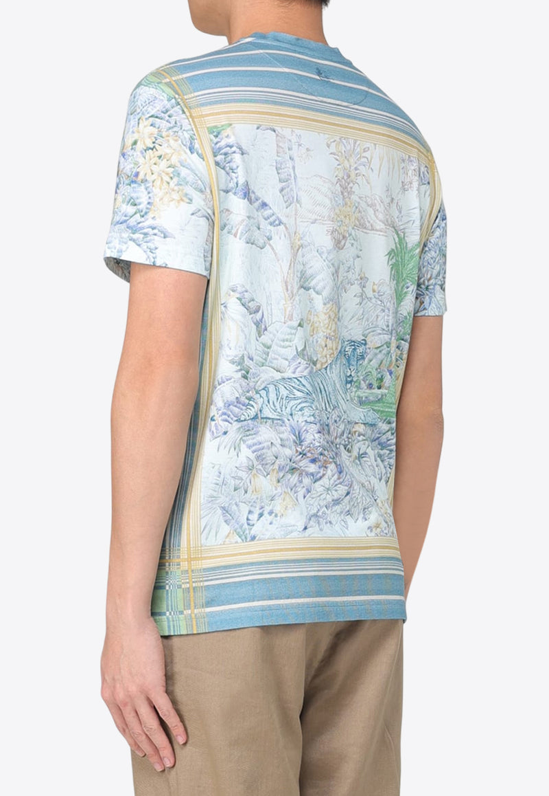 Etro Printed Crewneck T-shirt Blue MRMA0002-AK582 X0880