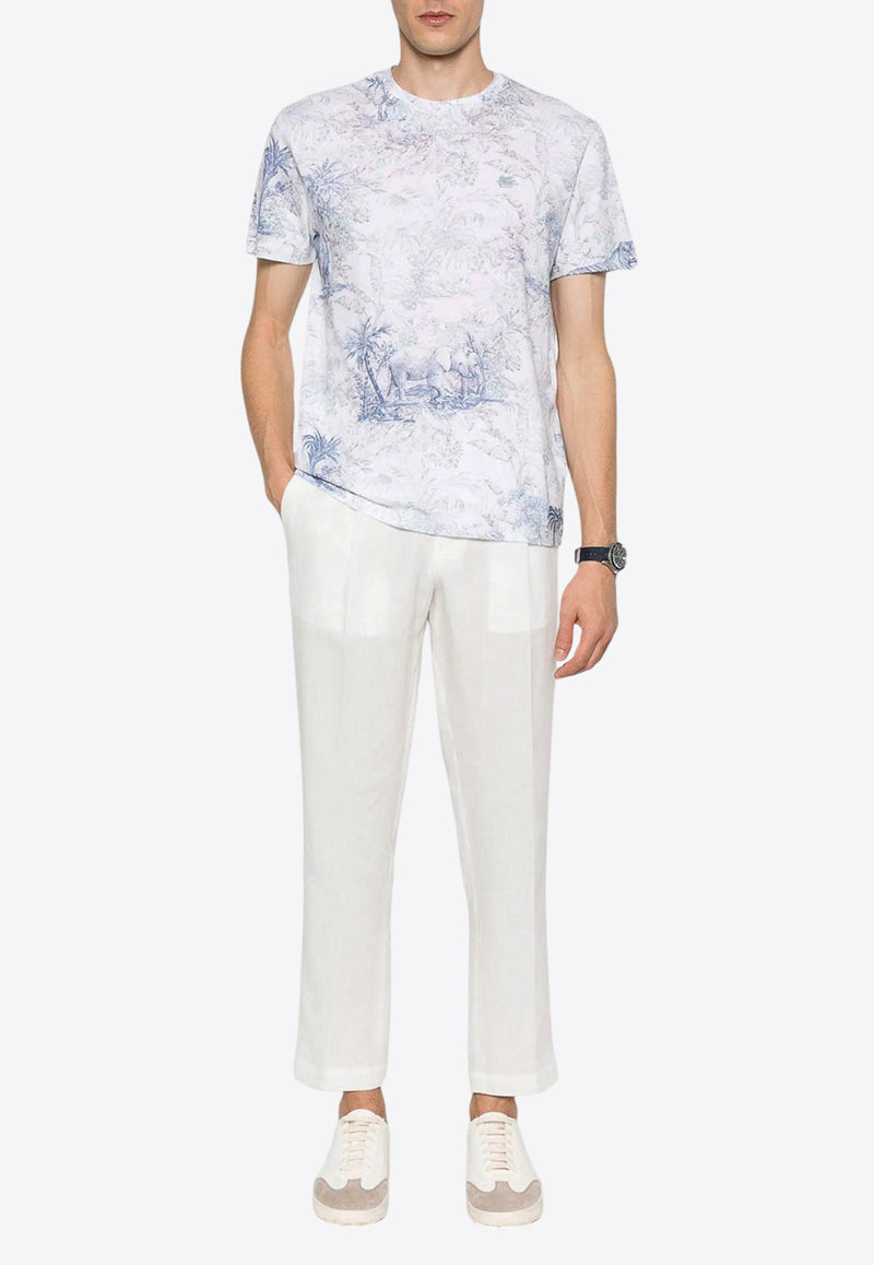 Etro Jungle Print Crewneck T-shirt White MRMA0002-AK589 X0883