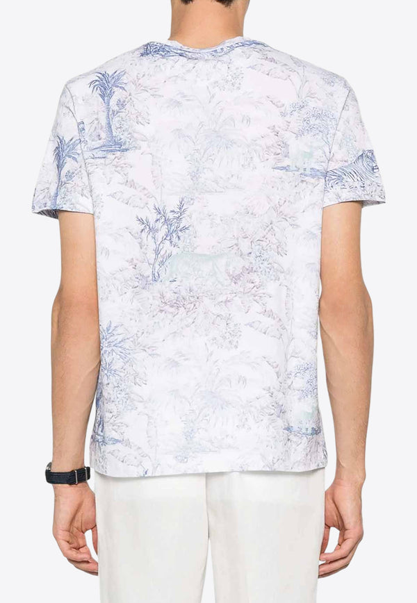 Etro Jungle Print Crewneck T-shirt White MRMA0002-AK589 X0883