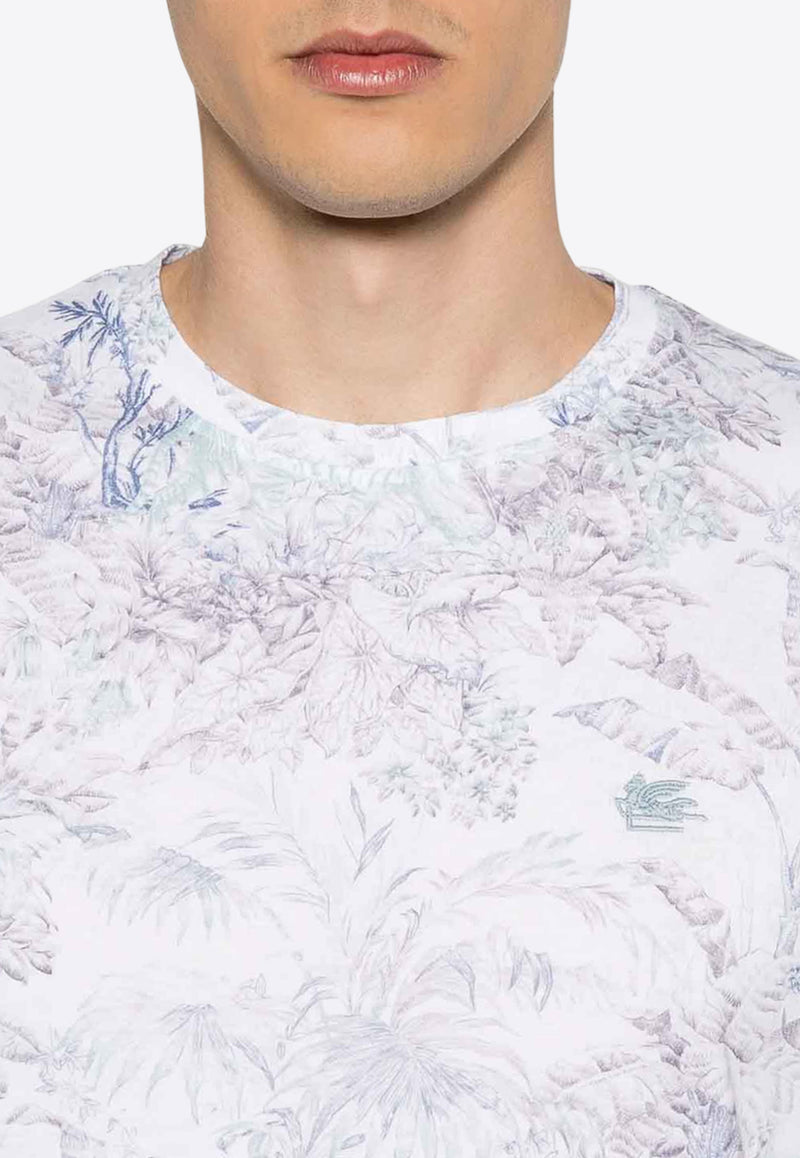 Etro Jungle Print Crewneck T-shirt White MRMA0002-AK589 X0883
