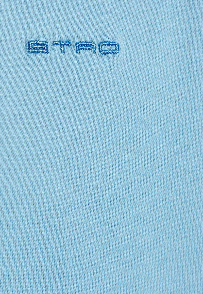 Etro Logo Embroidered Crewneck T-shirt Light Blue MRMA0002-AK699 B3911