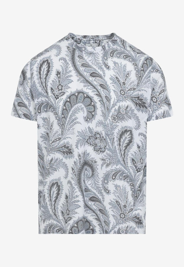 Etro Floral Paisley Print T-shirt Gray MRMA0002-AK999 X0830