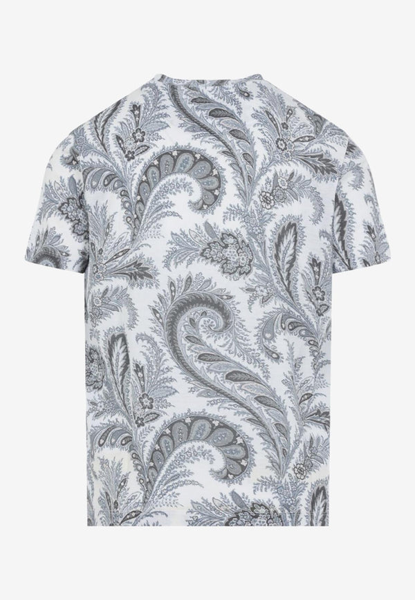 Etro Floral Paisley Print T-shirt Gray MRMA0002-AK999 X0830