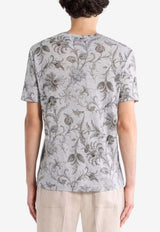 Etro Floral Print Crewneck T-shirt Gray MRMA0002-AKG34 S8290