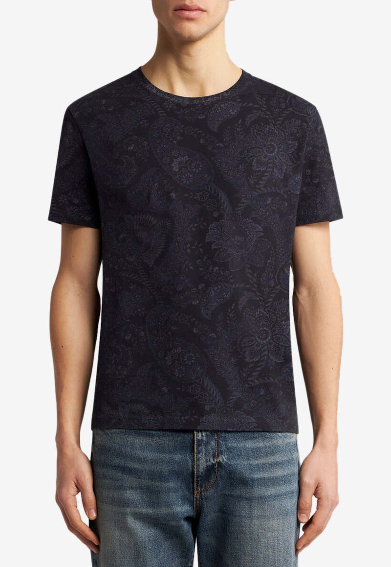 Etro Floral Paisley Print T-shirt Blue MRMA0002AJ253 X0883BLACK