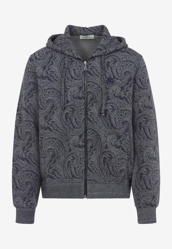 Etro Paisley Print Zip-Up Hooded Sweatshirt Blue MRMB0025-99JJ508 S8460