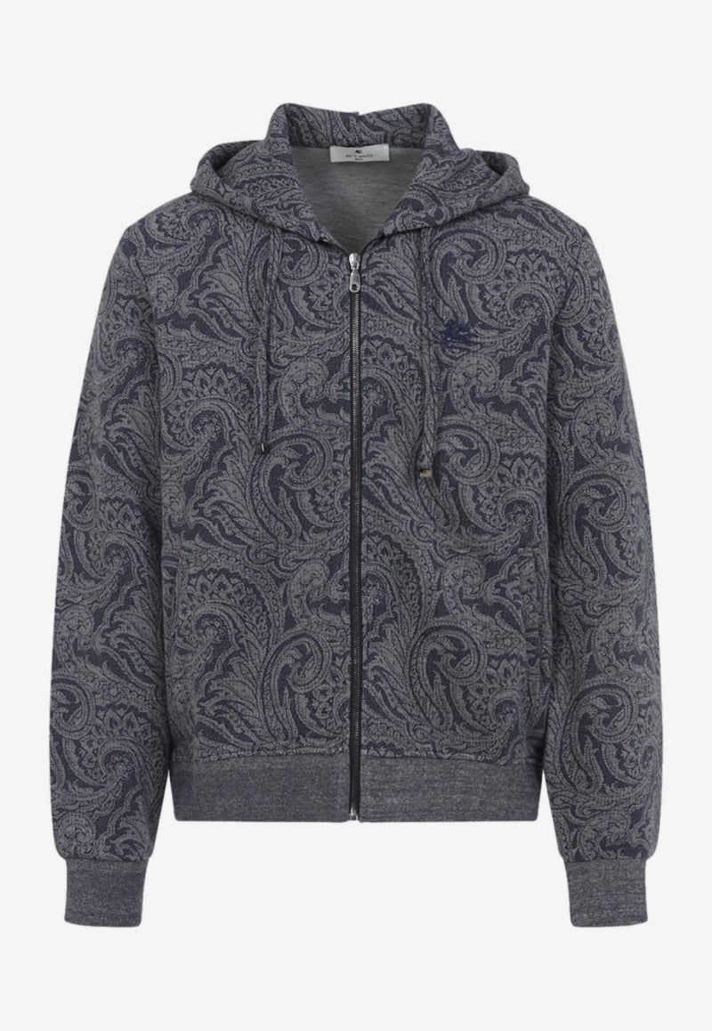 Etro Paisley Print Zip-Up Hooded Sweatshirt Blue MRMB0025-99JJ508 S8460