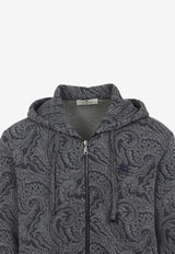 Etro Paisley Print Zip-Up Hooded Sweatshirt Blue MRMB0025-99JJ508 S8460