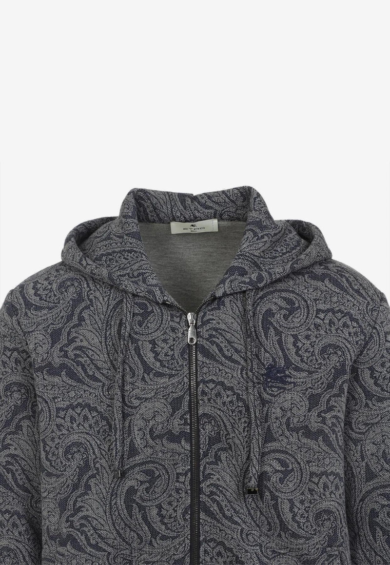 Etro Paisley Print Zip-Up Hooded Sweatshirt Blue MRMB0025-99JJ508 S8460