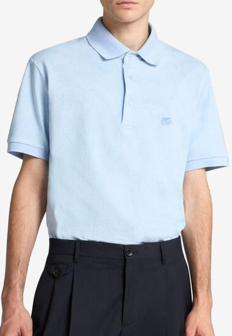 Etro Paisley Jacquard Polo T-shirt Light Blue MRMD0004-AJ234 X0881