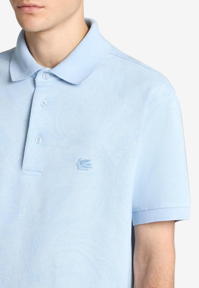 Etro Paisley Jacquard Polo T-shirt Light Blue MRMD0004-AJ234 X0881