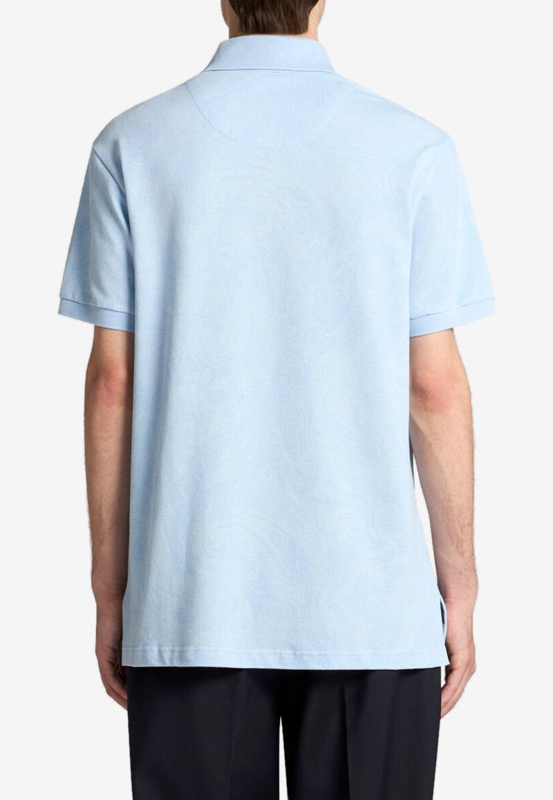 Etro Paisley Jacquard Polo T-shirt Light Blue MRMD0004-AJ234 X0881
