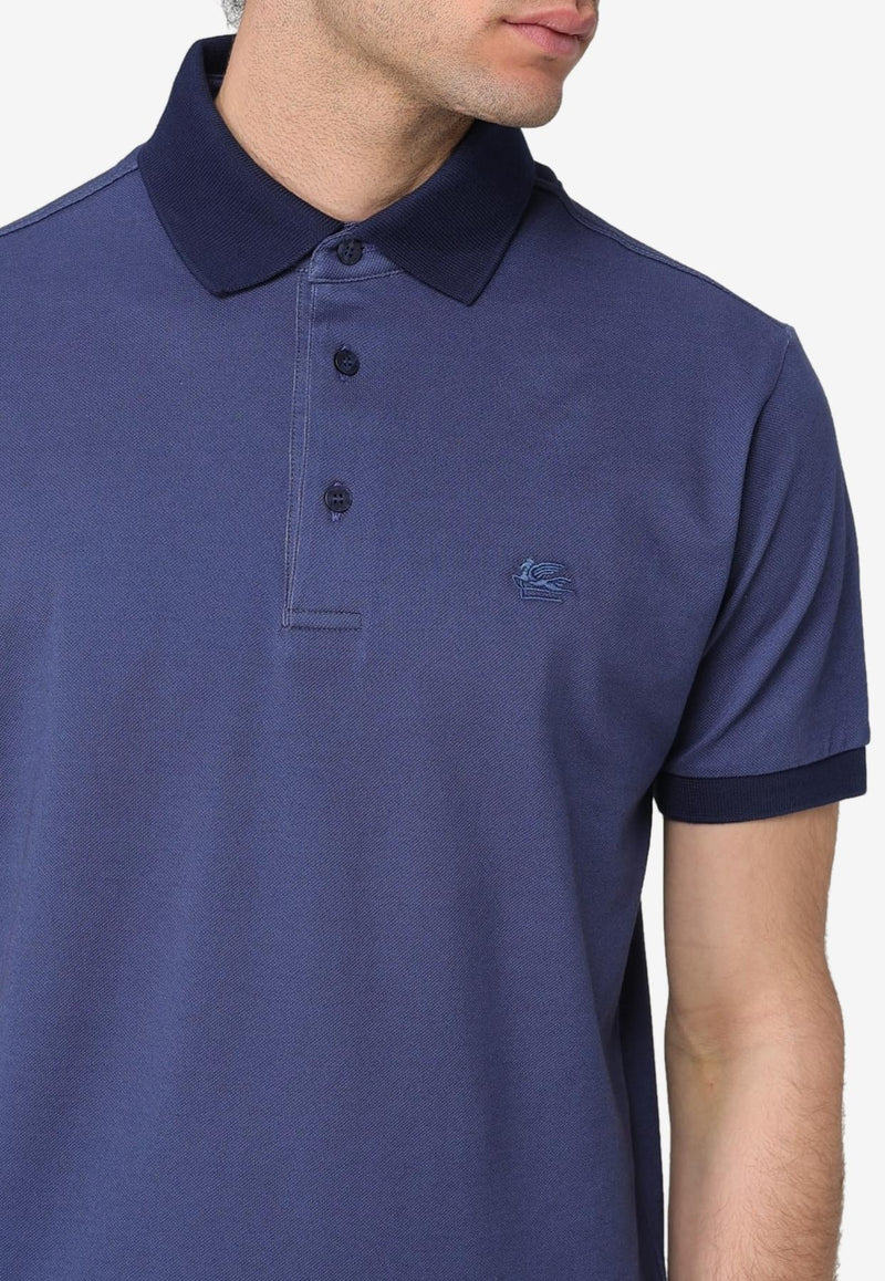 Etro Embroidered Pegaso Polo T-shirt Blue MRMD0004-AJ281 X0883