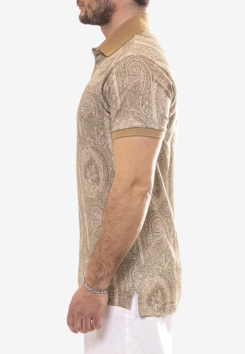 Etro All-Over Foliage Polo T-shirt Beige MRMD0004-AK472 X0820