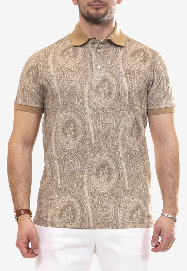 Etro All-Over Foliage Polo T-shirt Beige MRMD0004-AK472 X0820