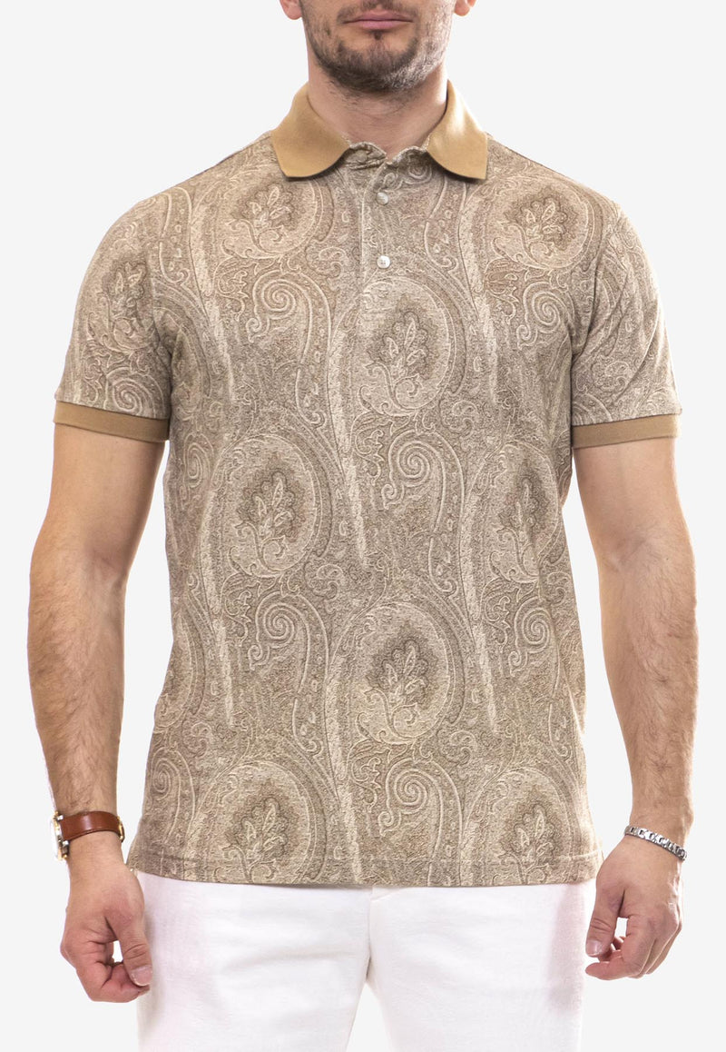 Etro All-Over Foliage Polo T-shirt Beige MRMD0004-AK472 X0820