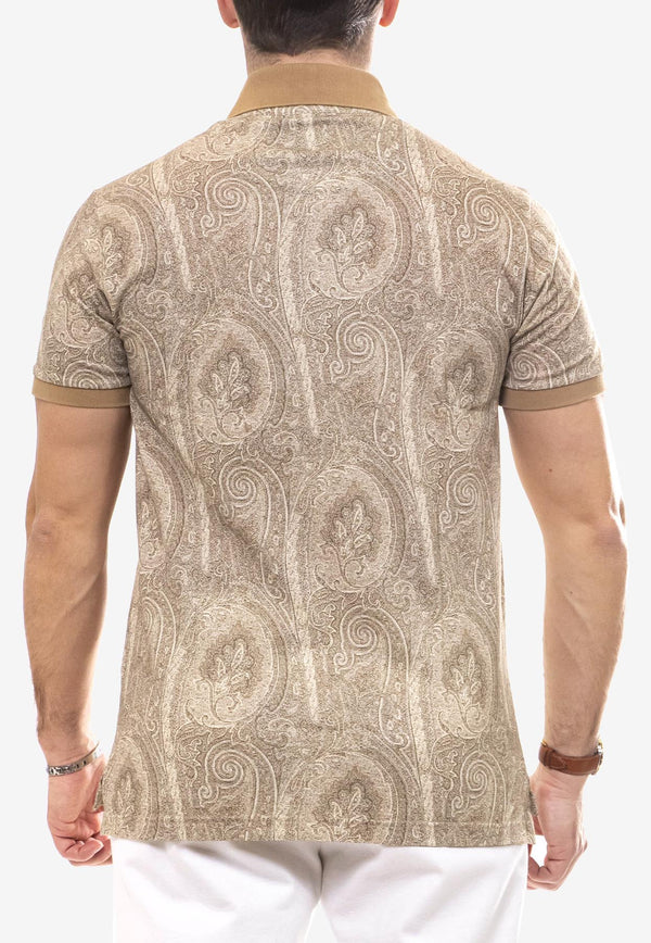 Etro All-Over Foliage Polo T-shirt Beige MRMD0004-AK472 X0820