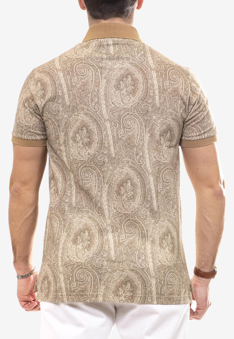 Etro All-Over Foliage Polo T-shirt Beige MRMD0004-AK472 X0820