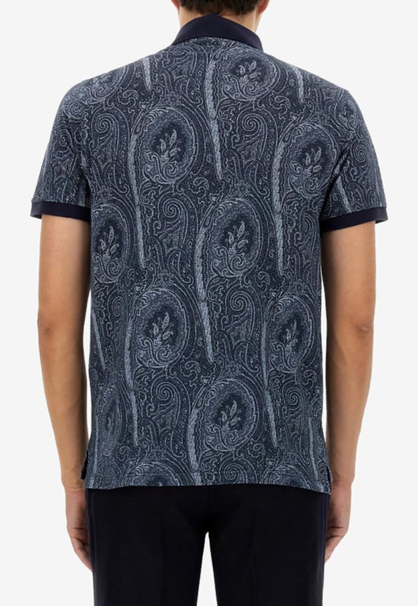 Etro All-Over Foliage Polo T-shirt Blue MRMD0004-AK472 X0883