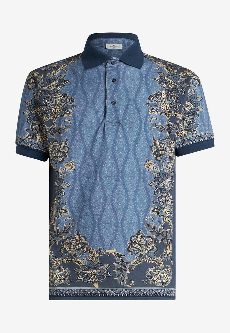 Etro Paisley Medallion Polo T-shirt Blue MRMD0004-AK568 X0883