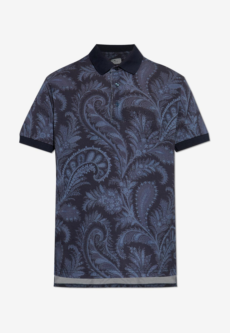 Etro Floral Paisley Print Polo T-shirt Blue MRMD0004-AK930 X0883