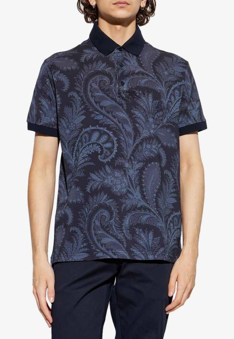 Etro Floral Paisley Print Polo T-shirt Blue MRMD0004-AK930 X0883