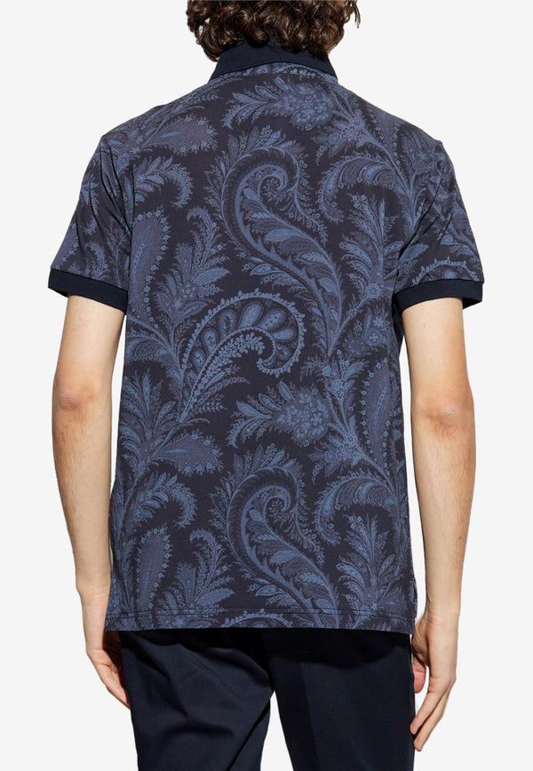 Etro Floral Paisley Print Polo T-shirt Blue MRMD0004-AK930 X0883