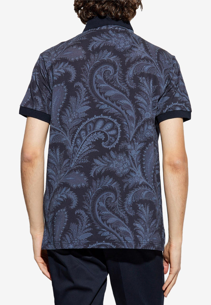 Etro Floral Paisley Print Polo T-shirt Blue MRMD0004-AK930 X0883